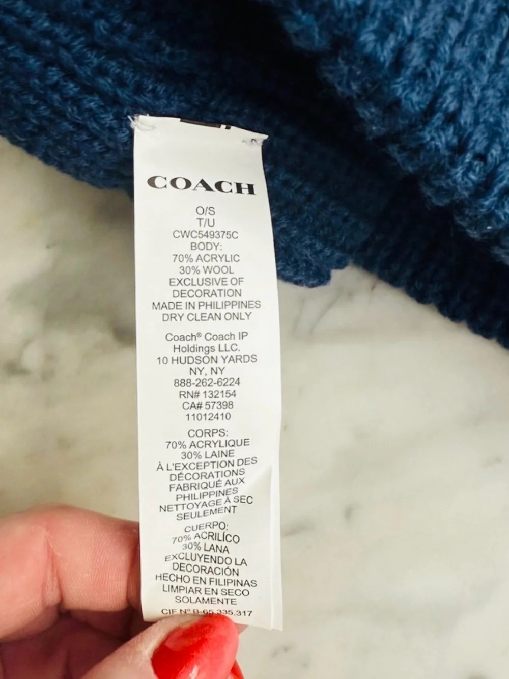Coach True Blue Patch Knit Wool Headband NWT🌟